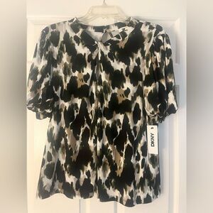 DKNY Multicolor Abstract Print Blouse